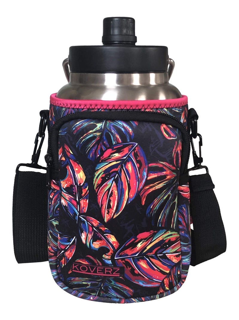 Koverz Half Gallon Jug Carrier, 64oz Bottle Carrier Compatible with Yeti & RTIC Half Gallon Jugs - Tropics